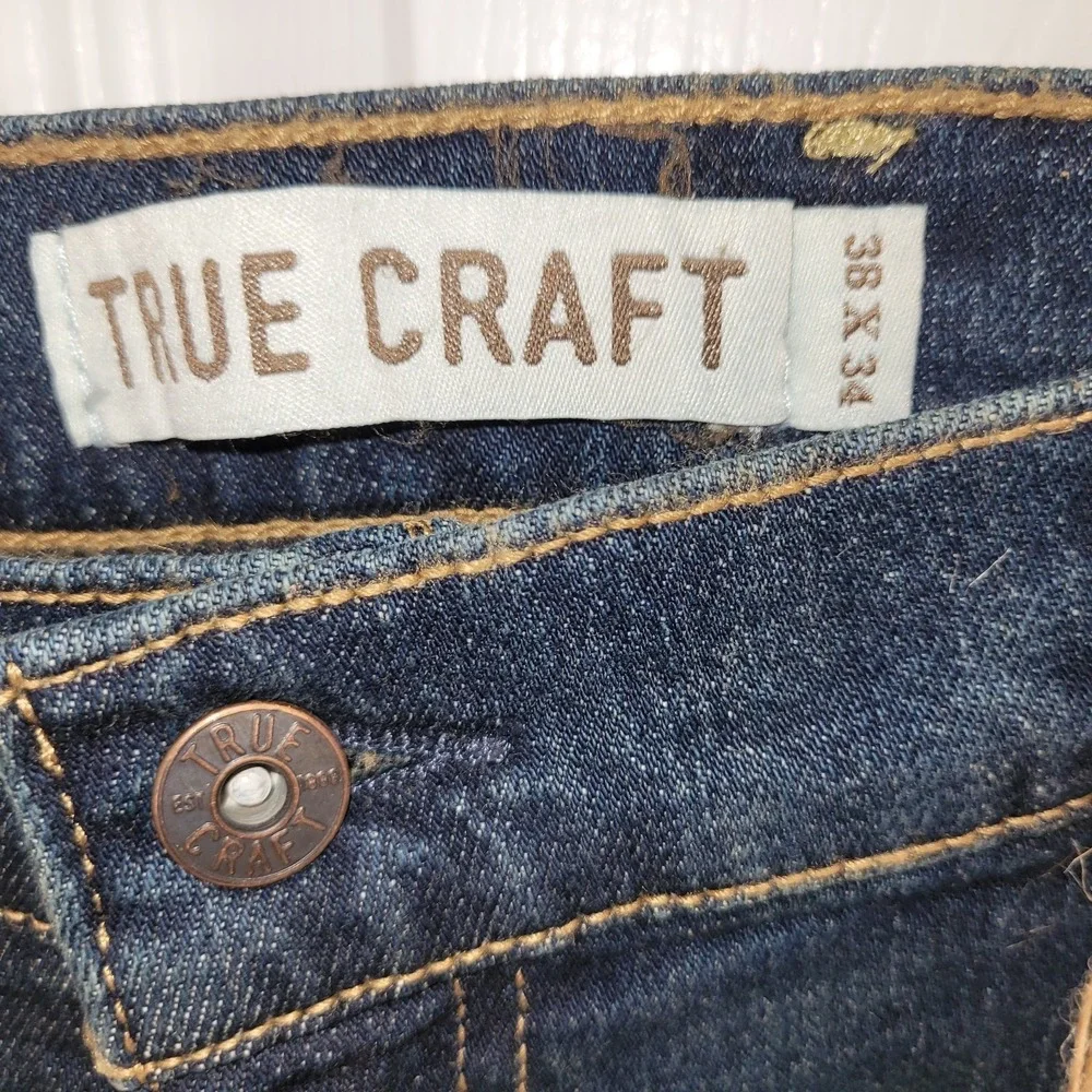 True Craft Men's Jeans 38x34 Slim‎ Fit Blue Denim Slim Fit Seat & Thigh NWT